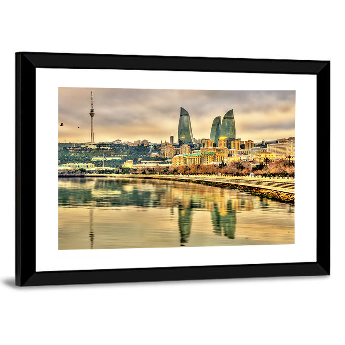 Baku Reflection Wall Art as a framed print
