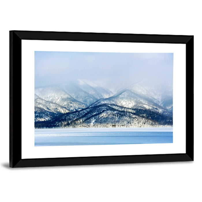 Frozen Lake Kussharo Wall Art as a framed print
