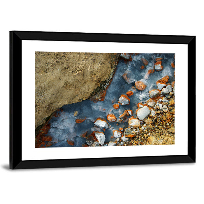 Milky Blue Geothermal Creek Wall Art as a framed print