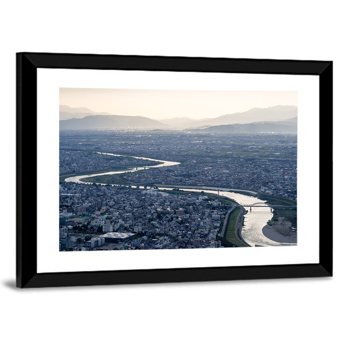 Gifu Aerial River View Wall Art as a framed print