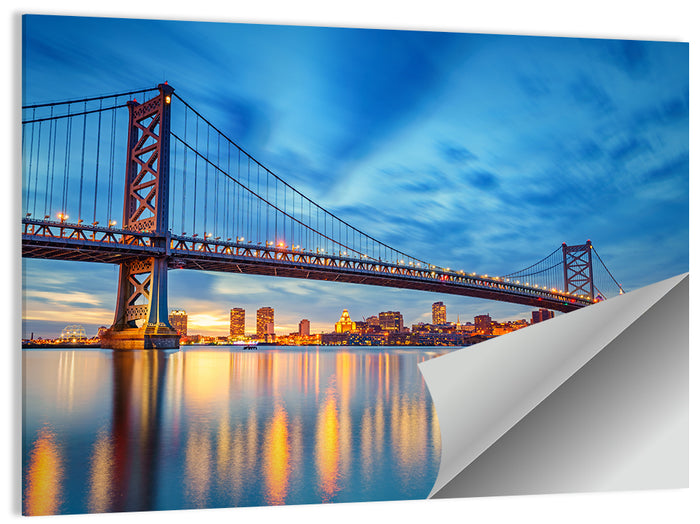 Benjamin Franklin Bridge Twilight Wall Art as a poster print