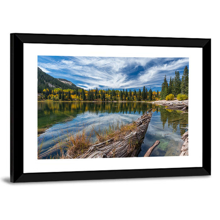 Autumn Lake Colorado Wall Art as a framed print