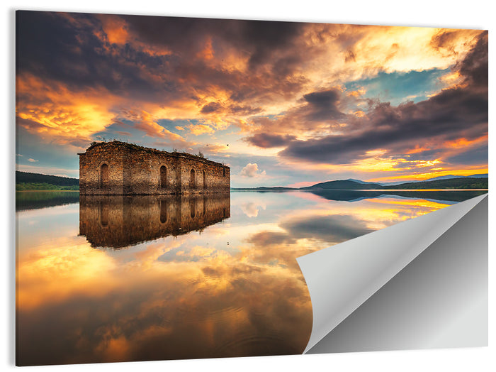 Sunken Church at Zhrebchevo Dam Wall Art as a poster print