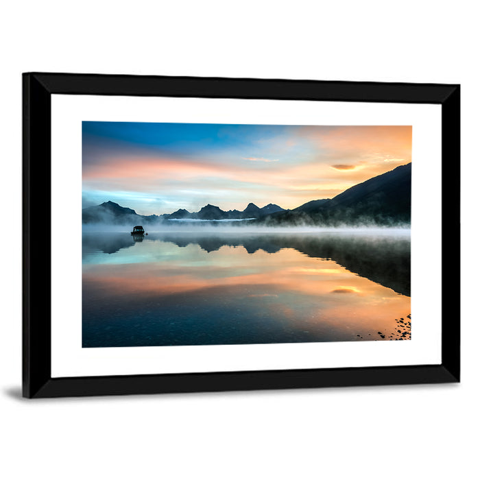 Lake Mcdonald Dawn Mist Wall Art as a framed print