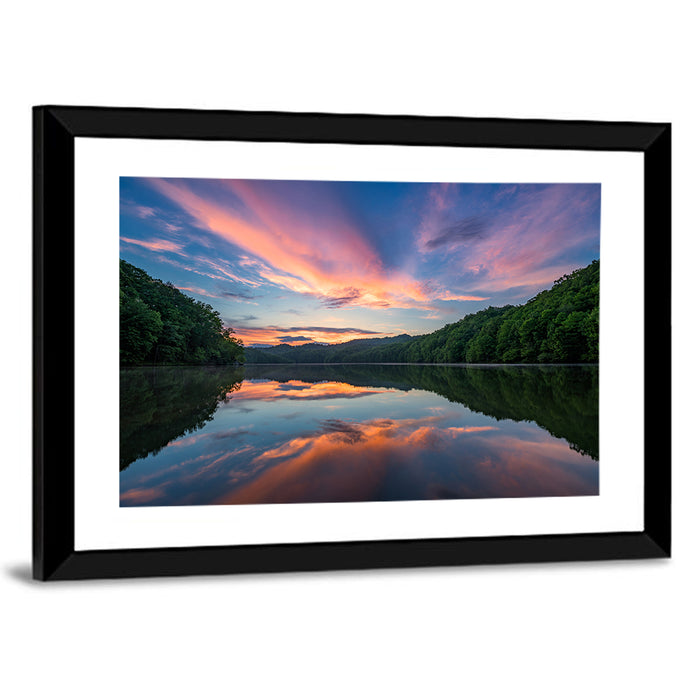 Appalachian Lake Sunset Wall Art as a framed print