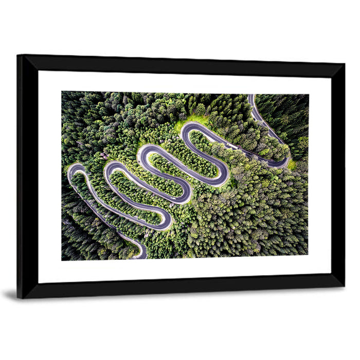 Serpentine Mountain Road Wall Art as a framed print