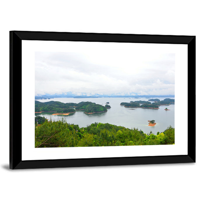 Qiandao Lake Islands View Wall Art as a framed print