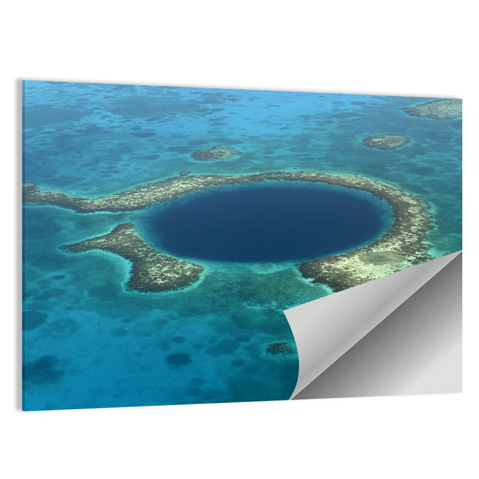 Great Blue Hole Aerial View Belize Wall Art as a poster print