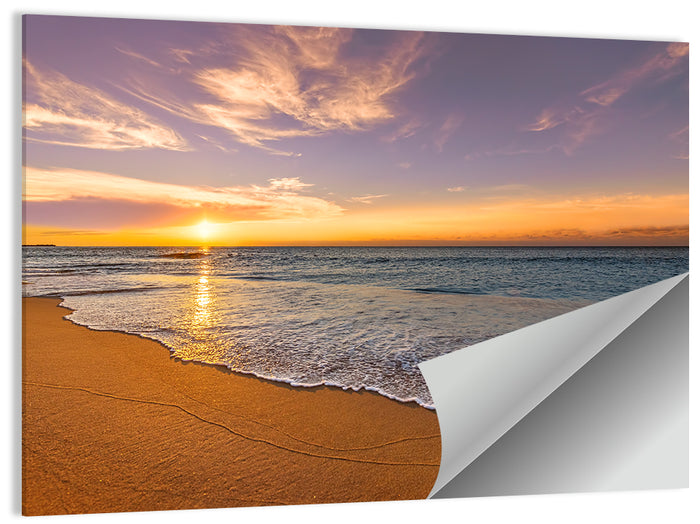 Sunrise Over Ocean Beach Wall Art as a poster print
