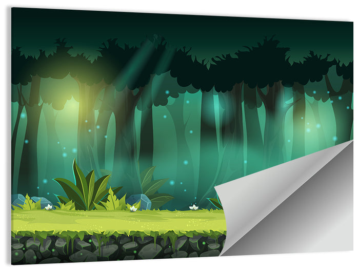 Enchanted Digital Forest Landscape Wall Art as a poster print