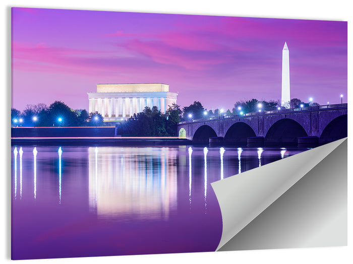 Purple Twilight Washington D.c. Skyline Wall Art as a poster print