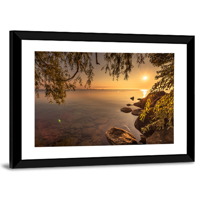 Simcoe Lake Golden Hour Wall Art as a framed print