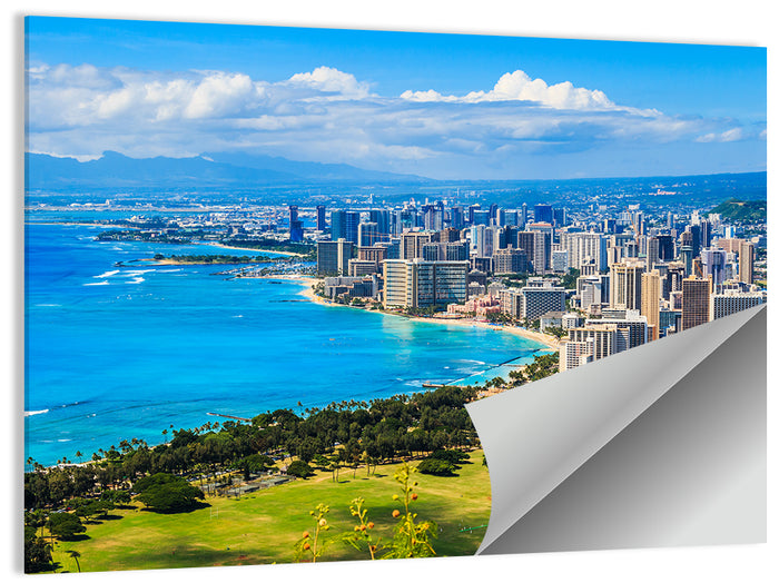Honolulu Skyline Wall Art as a poster print
