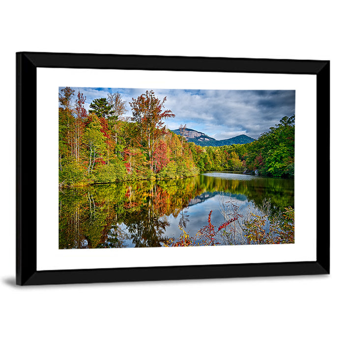 Lake Jocassee Autumn Reflection Wall Art as a framed print