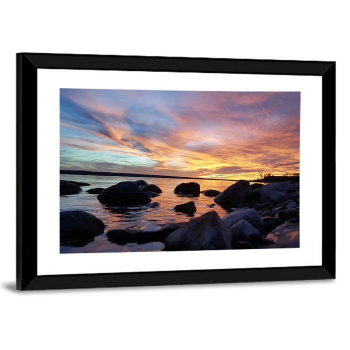 Lake Sakakawea Sunset Wall Art as a framed print
