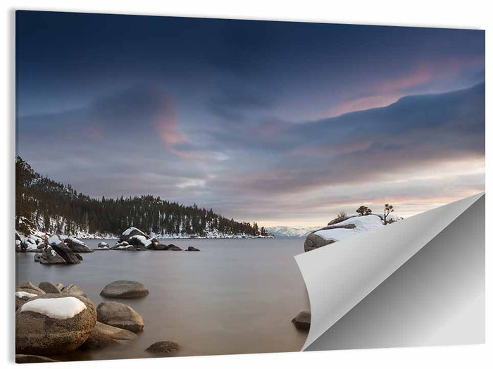 Bonsai Rock Winter Sunset Wall Art as a poster print