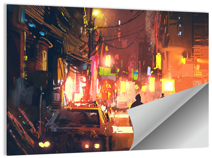 Old Street Lights at Night Wall Art as a poster print