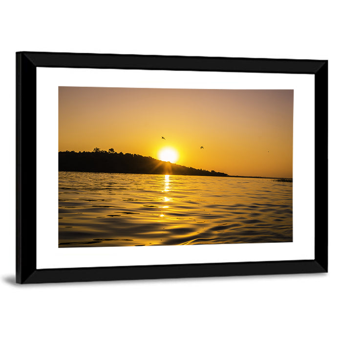 Bhopal Lake Sunset Wall Art as a framed print