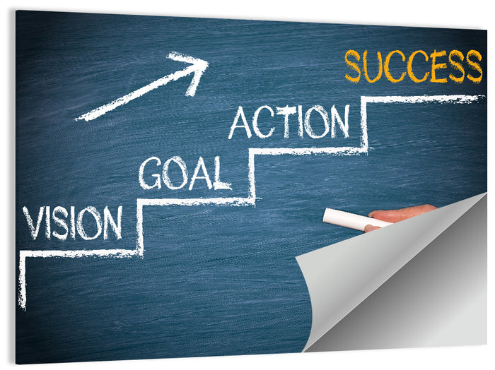 Vision Goal Action Success Chalk Diagram Wall Art as a poster print
