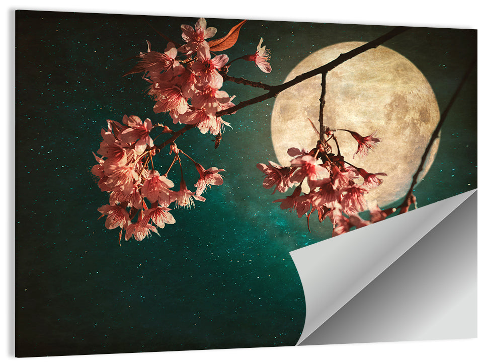 Sakura Flowers & Moon Wall Art