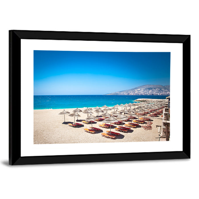 Mango Beach Umbrellas Wall Art as a framed print