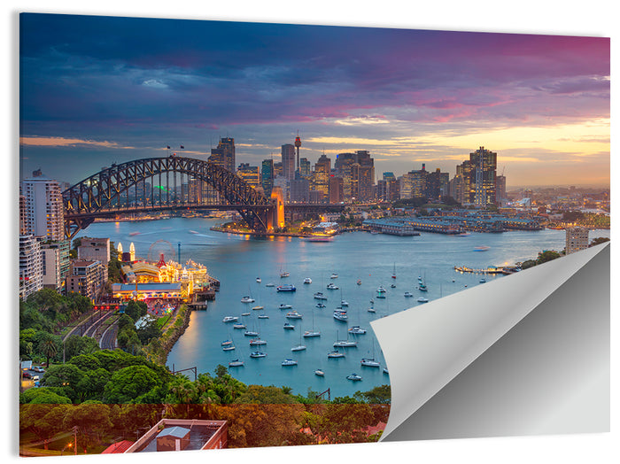 Sydney Harbour Sunset Wall Art as a poster print