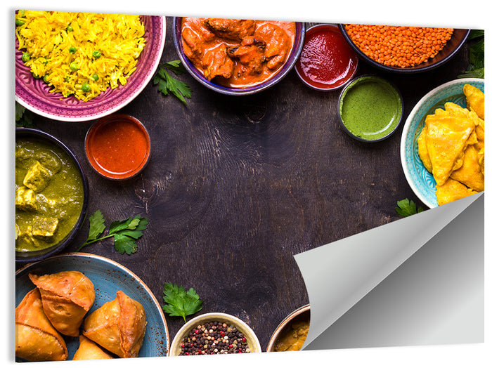Indian Feast Flat-lay Wall Art as a poster print