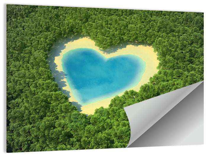 Heart-shaped Pond Aerial View Wall Art as a poster print