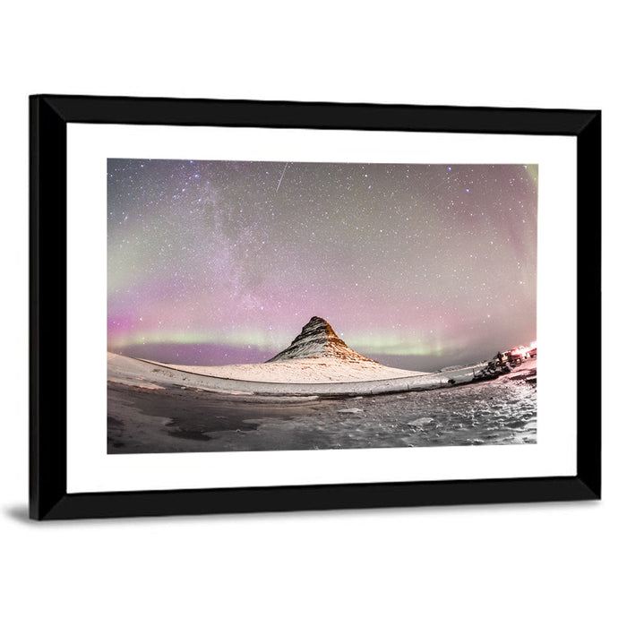 Aurora Over Kirkjufell Wall Art as a framed print
