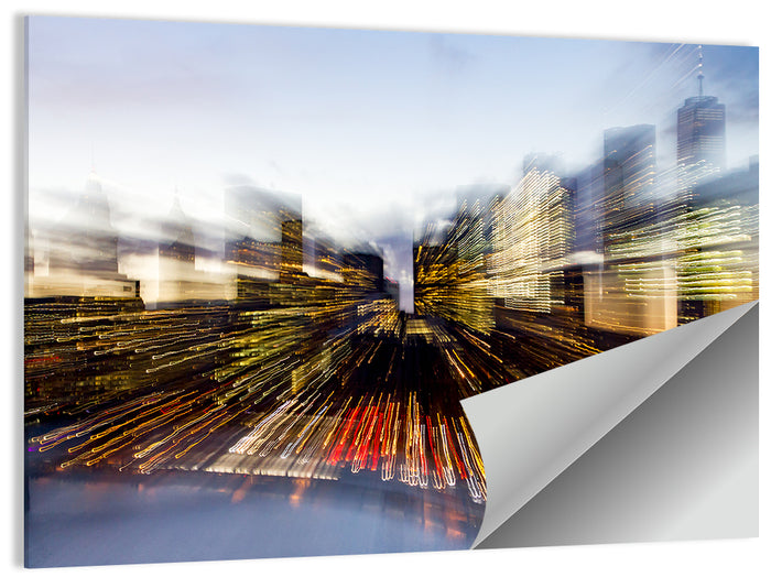 Zoom Burst Skyline Abstract Wall Art as a poster print