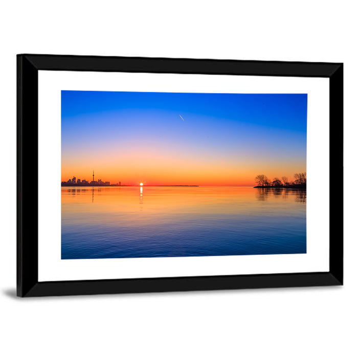 Toronto Sunset Over Lake Ontario Wall Art as a framed print