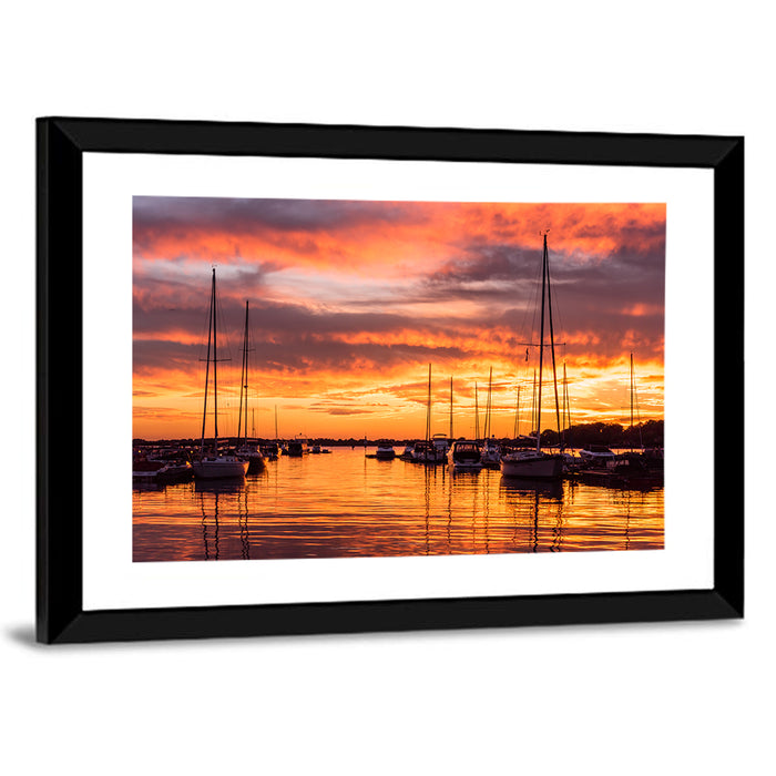 Lake Norman Harbor Sunset Wall Art as a framed print