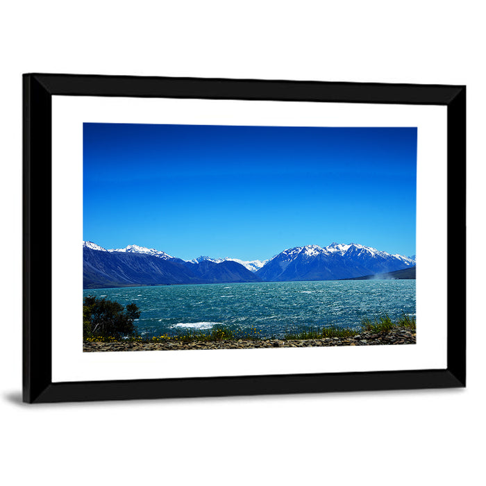 Lake Ohau Snow Peaks Wall Art as a framed print