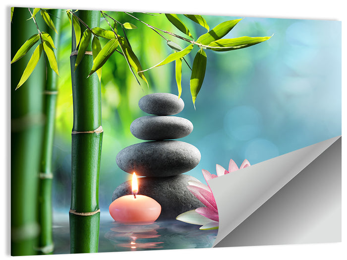 Zen Massage Stones with Waterlily Wall Art as a poster print