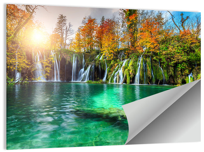 Autumn Waterfalls at Plitvice Lakes Wall Art as a poster print