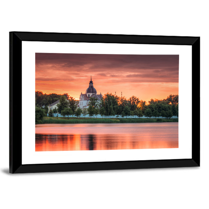 Corpus Christi Church Sunset Reflection Wall Art as a framed print