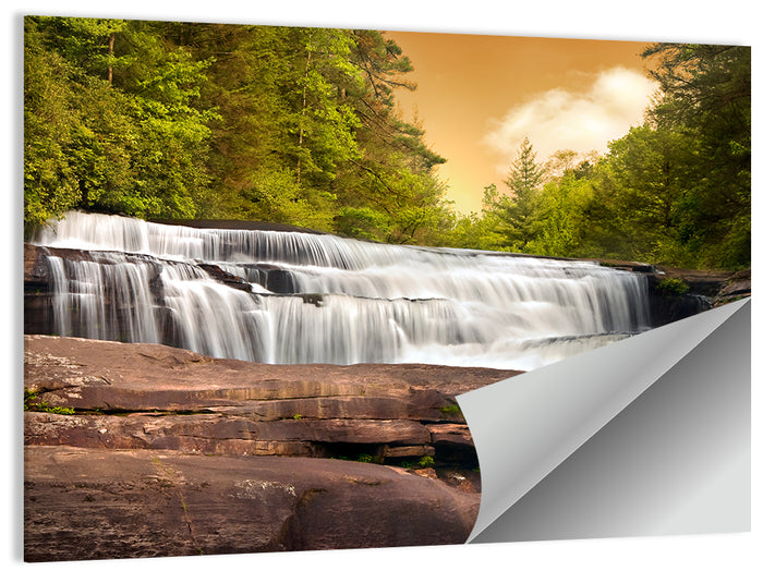 Blue Ridge Waterfall at Golden Hour Wall Art as a poster print