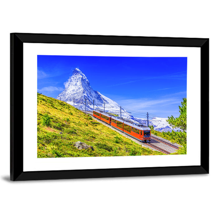 Gornergrat Train and Matterhorn Wall Art as a framed print