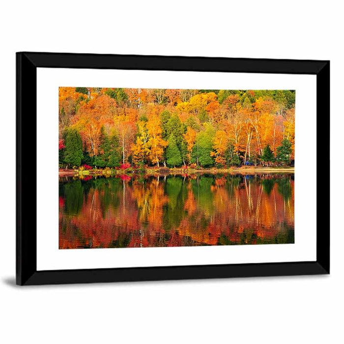Autumn Forest Reflection Wall Art as a framed print