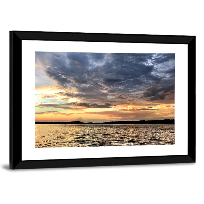 Lake Tillery Sunset Wall Art as a framed print