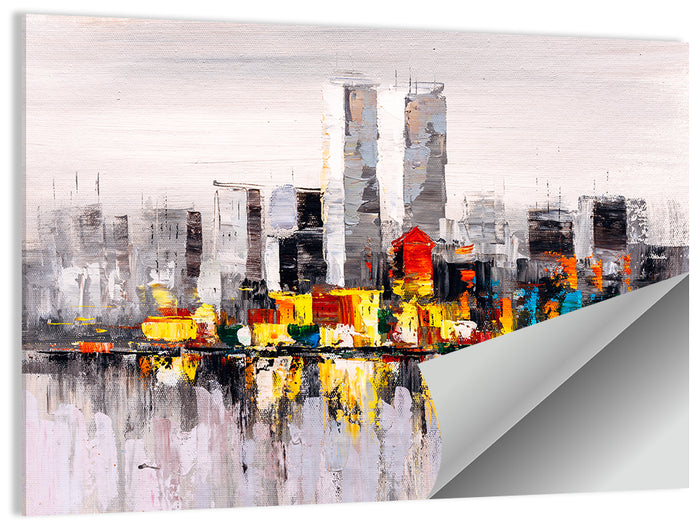 Abstract Skyline with Water Reflection Wall Art as a poster print