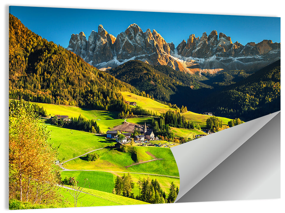 Dolomites Mountains Village Wall Art