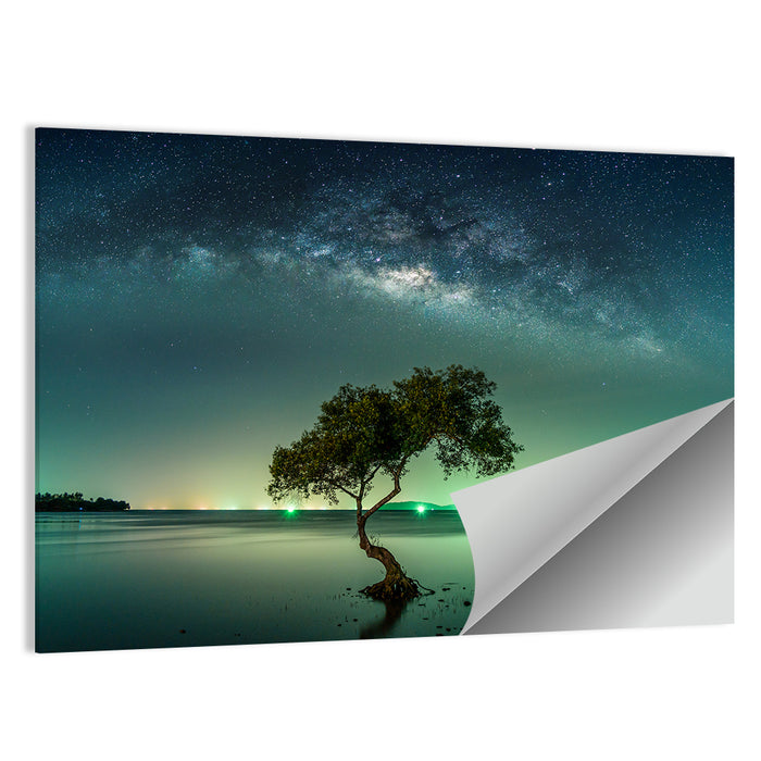 Milky Way Over Mangrove Tree Wall Art as a poster print