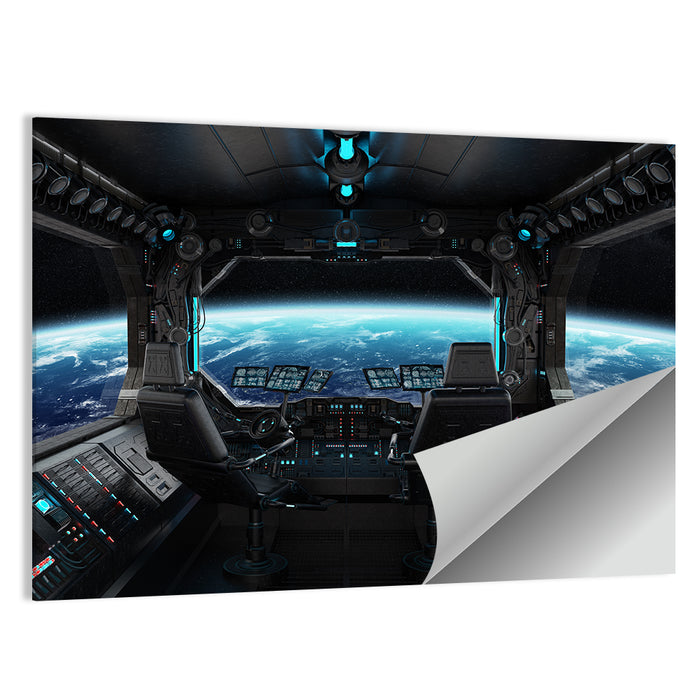 Grunge Spaceship Cockpit Wall Art as a poster print
