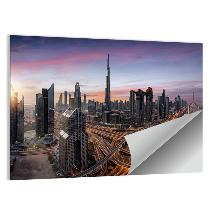 Dubai Skyline at Dusk Wall Art as a poster print