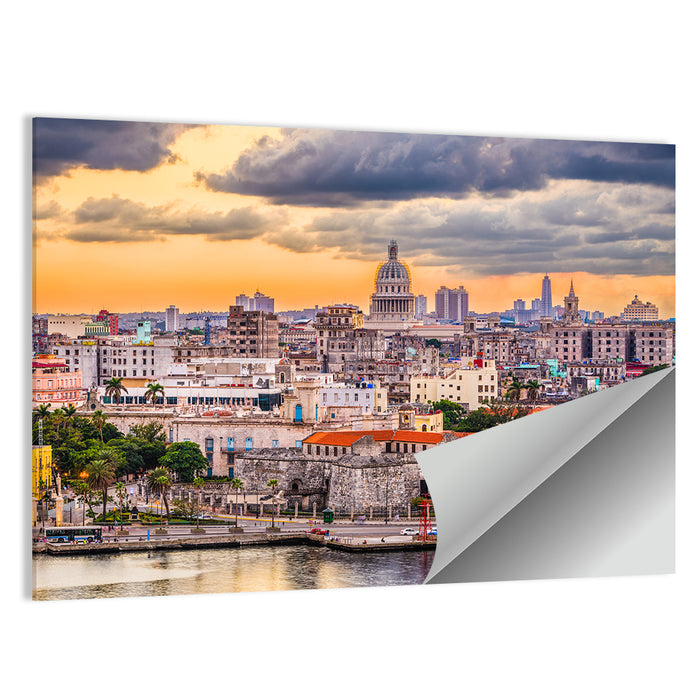 Havana Waterfront at Sunset Wall Art as a poster print
