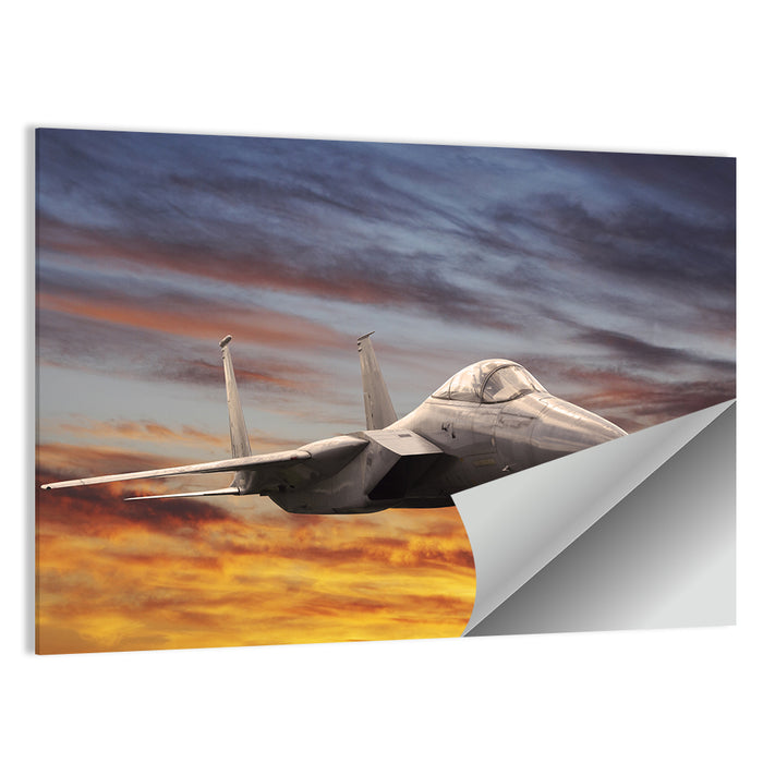 Sunset Fighter Jet Wall Art as a poster print