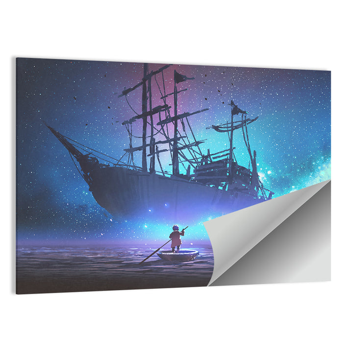Sailing Ship Under Starry Sky Wall Art as a poster print