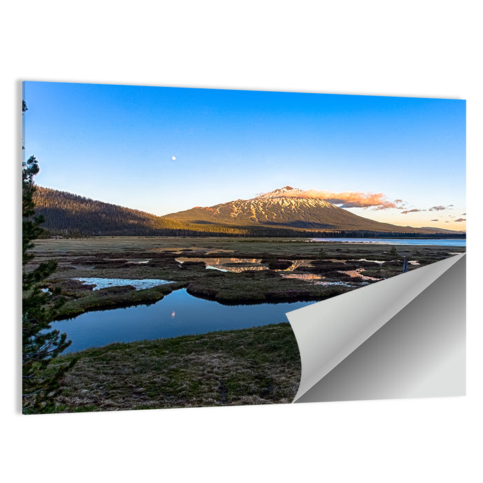 Mount Bachelor Moonlit Sunset Wall Art as a poster print