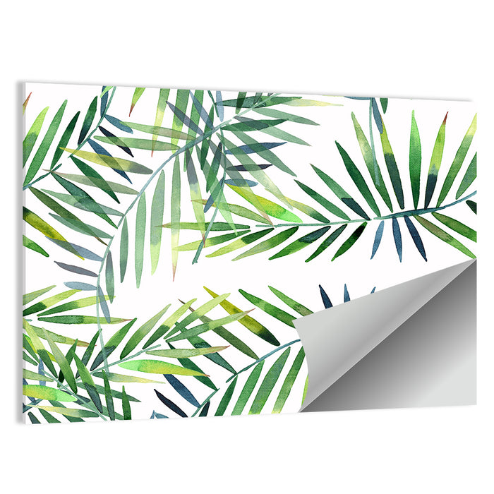 Watercolor Herbal Leaves Pattern Wall Art as a poster print